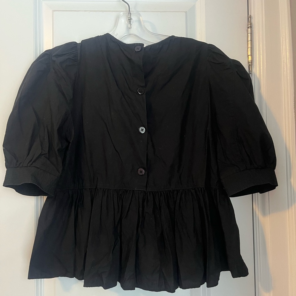 Zara Black Puff Sleeve Blouse - Picture 2 of 4